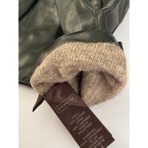 Coach Dark Green Leather Gold Cross-Buckle Winter Gloves - NWOT - Picture 9 of 10